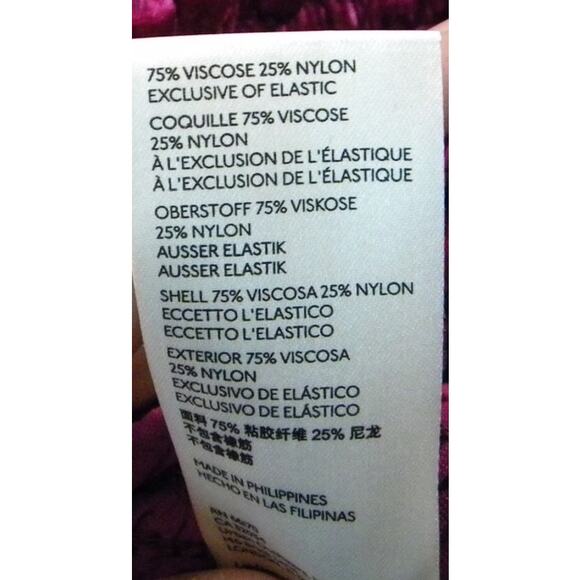 Anthropologie Velvet Smocked Peasant Blouse Long Sleeve Magenta Pink Crop Medium - Picture 5 of 5